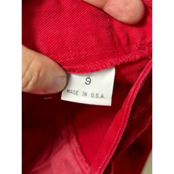 Rare 90 JUST USA Red High Waist Straight Leg Jeans Sz 9 ~ 27” Waist Made in USA - Picture 6 of 12